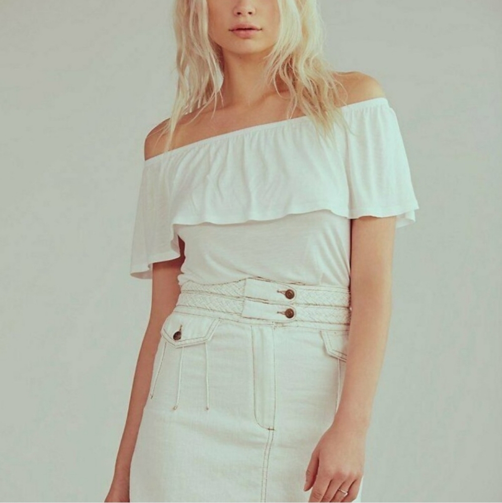 Free People off white denim skirt